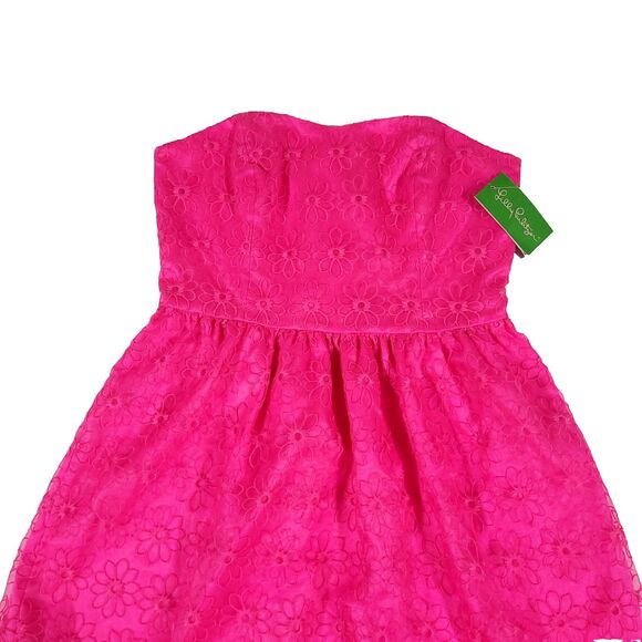 lilly pulitzer Payton floral organza Dress 8 NWT Pop Pink Strapless sweetheart - Picture 6 of 16